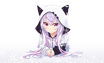 Azuma lim, anime girl, white hoodie HD wallpaper