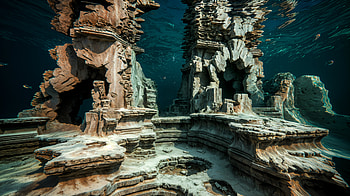 Underwater Ruins: A Captivating Ultra Experience, underwater ruins, underwater, ruin, landscape HD wallpaper