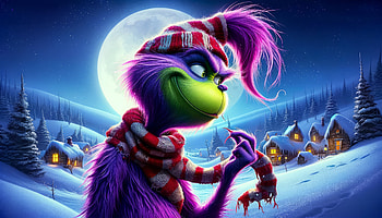 Moonlit Grinch - Whimsical Winter Background, The Grinch, Christmas, animated character, winter, moonlight HD wallpaper
