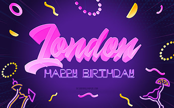 Happy Birtay London, , Purple Party Background, London, Happy London birtay, London name, London Birtay HD wallpaper