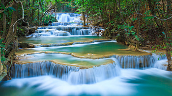 Spectacular waterfalls, Background , Nature's beauty, Captivating scenery HD wallpaper