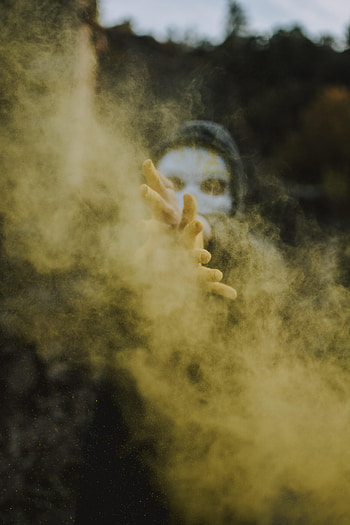 Miscellanea, Miscellaneous, Hands, Mask, Particles, Colored Smoke, Coloured Smoke HD phone wallpaper
