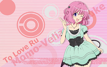 Momo Velia Deviluke, blue, velia, black, awesome, to love-ru, devil, cute, dress, beauty, nice, deviluke, thighhighs, sexy, white, motto to love-ru, beauitful, blue eyes, hot, girl, aqua, pink hair, tail, momo, anime girl, pink, anime, pretty, wink, cool, blush HD wallpaper