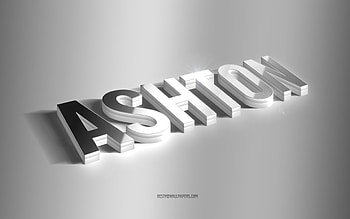 Ashton, silver 3d art, gray background, with names, Ashton name, Ashton greeting card, 3d art, with Ashton name HD wallpaper
