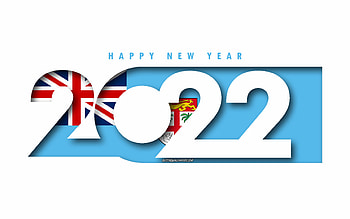 Happy New Year 2022 Fiji, white background, Fiji 2022, Fiji 2022 New Year, 2022 concepts, Fiji, Flag of Fiji HD wallpaper