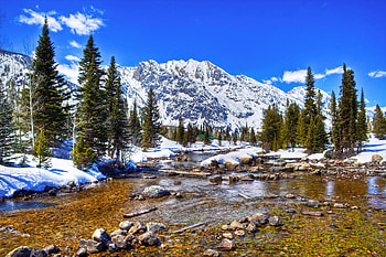 Winter river, winter, river, national park, hills, snow, sky, beautiful, mountain HD wallpaper