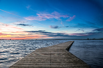 Nature, Water, Sunset, Horizon, Pier, Wood, Wooden HD wallpaper