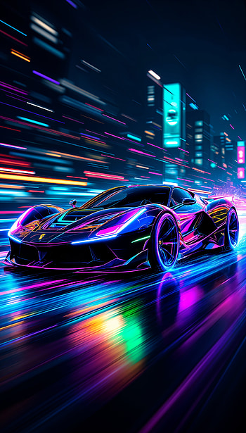 Futuristic Ferrari , Ferrari, car, neon, futuristic HD phone wallpaper
