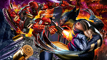 Deadpool Banter Battles Wolverine, deadpool, wolverine, superheroes, artwork, digital-art HD wallpaper