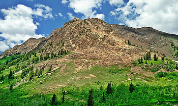 Mountain, sky, forests, nature, mountains HD wallpaper