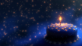 Enchanting Starry Birtay Cake, birtay cake, candle, celebration, Stars, blue HD wallpaper