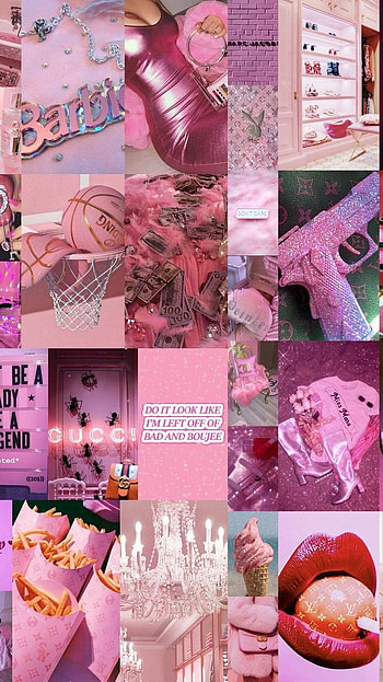 Baddie Pink, Collage Wall, pink HD phone wallpaper
