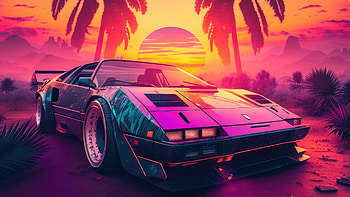 Synthwave Car Nostalgic For The 80s, synthwave, outrun, artist, artwork, digital-art HD wallpaper