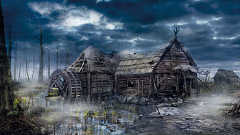 the witcher 3, wild hunt, village, house, art HD wallpaper