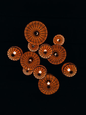 Dark, orange lamps, lights HD phone wallpaper