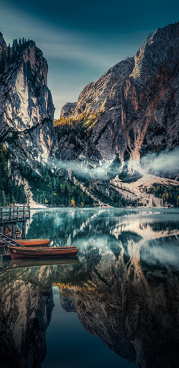 Lake reflections, Majestic mountains, Serene nature, Captivating scenery HD phone wallpaper