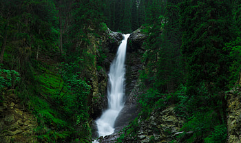 Nature, Trees, Stones, Waterfall, Break, Precipice, Flow HD wallpaper