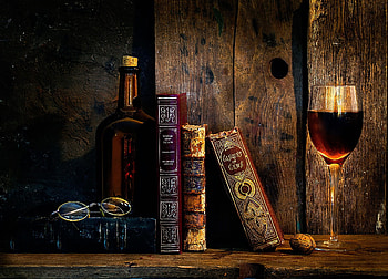 Assorted books, Old books, Wineglass, Wine glasses HD wallpaper