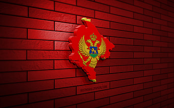 Montenegro map, , red brickwall, European countries, Montenegro map silhouette, Montenegro flag, Europe, Montenegrin map, Montenegrin flag, Montenegro, flag of Montenegro, Montenegrin 3D map HD wallpaper