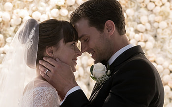 Fifty Shades d (2018), man, actress, fifty shades d, gir, wedding, movie, couple, actor, Dakota Johnson, Jamie Dornan, bride HD wallpaper
