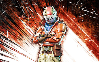Rust Lord, grunge art, Fortnite Battle Royale, Fortnite characters, Rust Lord Skin, orange abstract rays, Fortnite, Rust Lord Fortnite HD wallpaper
