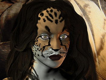 Leopard, girl, abstract, fantasy HD wallpaper