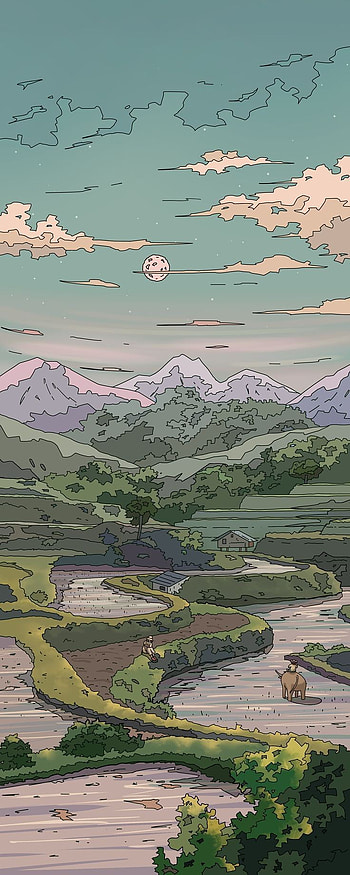 anime landscape, aesthetic HD phone wallpaper