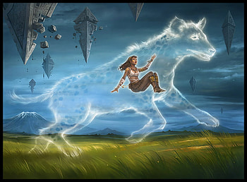 hyena-totemic, spirit, fantasy, woman, hyena HD wallpaper