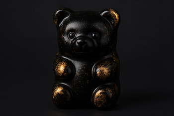 Obsidian Gummy Bear Gilded Noir Gummy Midnight Gold Gummy, gummy bear, bear, figurine, toy HD wallpaper