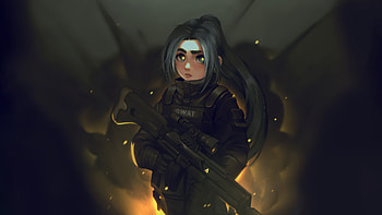 Swat, artist, artwork, art, digital-art, anime-girl, artstation HD wallpaper