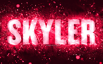Happy Birtay Skyler, , pink neon lights, Skyler name, creative, Skyler Happy Birtay, Skyler Birtay, popular american female names, with Skyler name, Skyler HD wallpaper