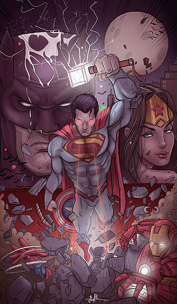 Dc Superheroes , dc-comics, superheroes, behance, artwork, digital-art, batman, superman, wonder-woman HD phone wallpaper