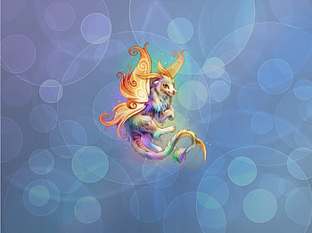 Fairy dragon, blue, bokeh, animal, wings, colorful, cute, rainboe, fairy, fantasy, dragon, luminos HD wallpaper