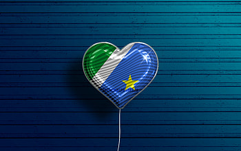 I Love Mato Grosso do Sul, , realistic balloons, blue wooden background, brazilian states, flag of Mato Grosso do Sul, Brazil, balloon with flag, States of Brazil, Mato Grosso do Sul flag, Mato Grosso do Sul, Day of Mato Grosso do Sul HD wallpaper