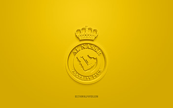 Al Nassr FC, creative 3D logo, yellow background, SPL, Saudi Arabian football Club, Saudi Professional League, Riyadh, Saudi Arabia, 3d art, football, Al Nassr FC 3d logo HD wallpaper