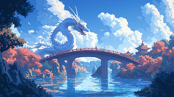 Japan Dragon - Pixel Art, Japan, dragon, pixel art, AI Art HD wallpaper