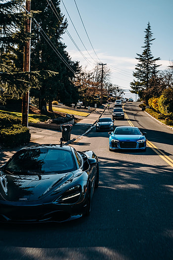 Trees, Cars, Road, Speed HD phone wallpaper