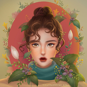 *, girl, abstract, art, flower HD wallpaper