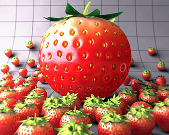 strawberry art, summer, strawberry, 3d, red, fruit HD wallpaper