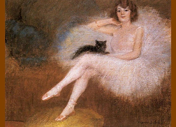 Pierre Carrier-Belleuse ~ Ballerina, white, black, art, tutu, girl, cat, woman, ballerina, painting, artist, pierre carrier-belleuse HD wallpaper