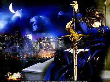 Night of City, night, shirou kamui, x 1999, sword, x, city, moon, cloud HD wallpaper
