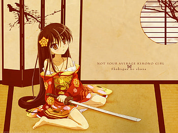 shana in kimono, red kimono, cute, sword girl, shana HD wallpaper