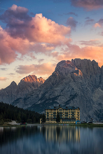 Landscape, Nature, Mountains, Italy, Lake, House, Beautiful Landscape, Misurina, Mizurina HD phone wallpaper
