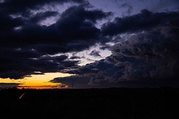 Night, Clouds, Horizon, Dark, Mainly Cloudy, Overcast, Windmill HD wallpaper