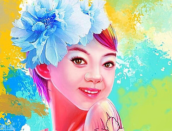 Flower Girl, colorful, art, flower, young, tatoo, woman HD wallpaper