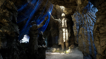 Solasta II — Hall of Stone Sentinels ( Cave Sculpture ), Video Game, Solasta II HD wallpaper