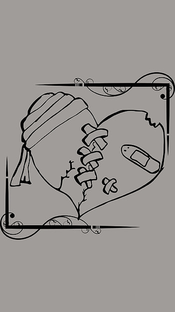 Broken Heart, border, black, simple HD phone wallpaper