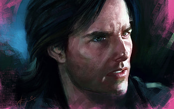 Tom Cruise, painting, art, pictura, portrait, man, actor, face HD wallpaper