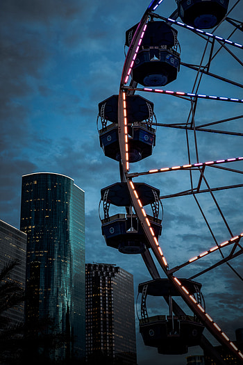 Cities, Architecture, City, Building, Skyscrapers, Ferris Wheel HD phone wallpaper