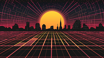 Retro-Futuristic Cityscape, retro HD wallpaper